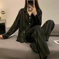 thumbnail image 2 of HYwys Silk Long Sleeved Pajamas Set for Women Ladies Spring Autumn Vertical Stripes Sleeping Pajamas Home Sleepwear Nightwear Clothes, 2 of 6