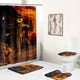 thumbnail image 1 of Juego de cortinas de ducha de Halloween para baño, 4 piezas de baño de Halloween con alfombras antideslizantes, tapa de inodoro, alfombrilla de baño, cortina de ducha (espantapájaros aterrador), decor, 1 of 5