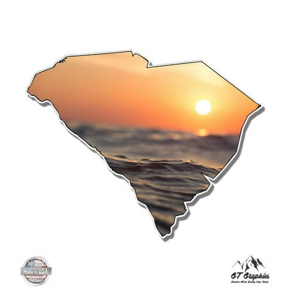 South Carolina Ocean Beautiful Sunset - 3" Vinyl Sticker - For Car Laptop I-Pad Phone Helmet Hard Hat - Waterproof Decal