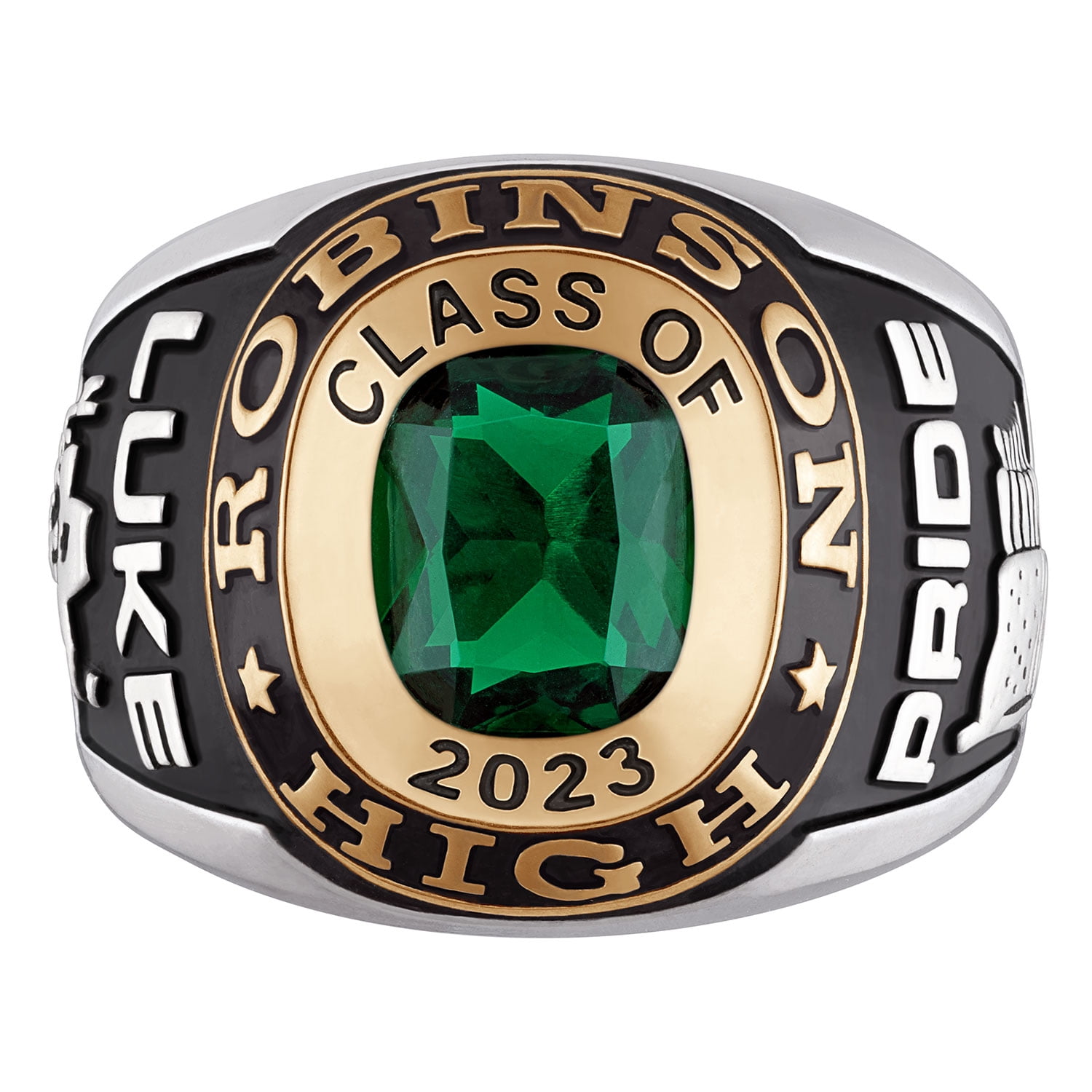 Order Now for 2025 Graduation, Freestyle Men's Silver Double Row Class Ring Sterling Silver, Personalized, High School or College Graduation