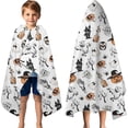 thumbnail image 3 of Vintage Halloween Pattern Hooded Bath Towel，60"x35" for Ages 3 To 12 Kids, Quick Dry Lightweight Soft Microfiber Hood Beach Towel Cover Up for Kids, 3 of 7