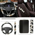 thumbnail image 5 of Yuyamidu Black Brown Cow Print Car Front Rear Seat Covers Full Set Cute Car Floor Mats Steering Wheel Cover Seat Belt Pads Coasters Handbrake Cover Set, 15 PCS, 5 of 6