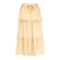 thumbnail image 5 of Maxi Skirts for Women Summer Clearance $5 qolati Long Beach Skirts Pleated Elastic Waist Ruffled Skirt for Swim,Night Out,Casual Office, Party, 5 of 6