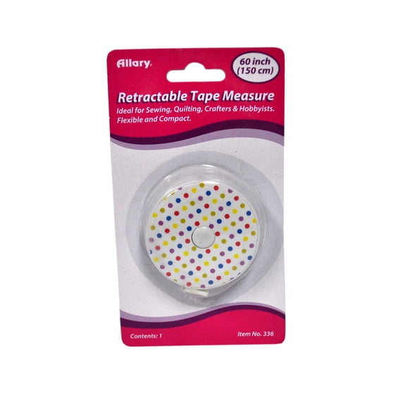 White Polka Dot Retractable Tape Measure
