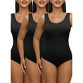 thumbnail image 1 of YouLoveIt Women's Bodysuit Shapewear Ribbed Bodysuit Seamless Sleeveless Square Neck Tank Top Shapewear Backless Bodysuit Tops Body Shaper One Piece Lingerie Shapewear Corset, 1 of 8