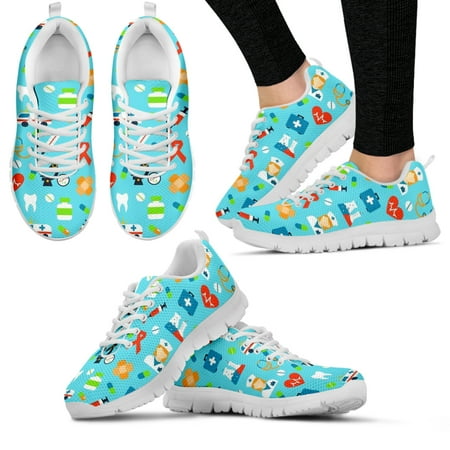 

Fashion Light Blue Medical Supplies Printing Summer Comfortable Breathable Shoes Lightweight Outdoor Lace-up Shoes
