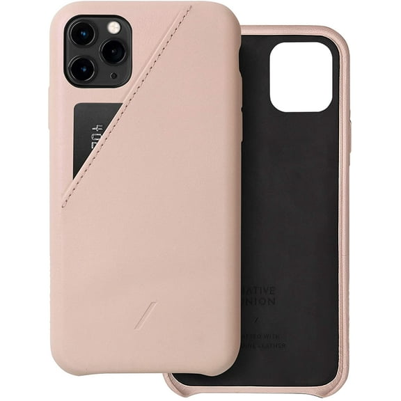 Native Union Clic Card Case - Crafted with Genuine Italian Nappa Leather Slim and Lightweight Cover with Card Holder - Compatible with iPhone 11 Pro Max (Nude)