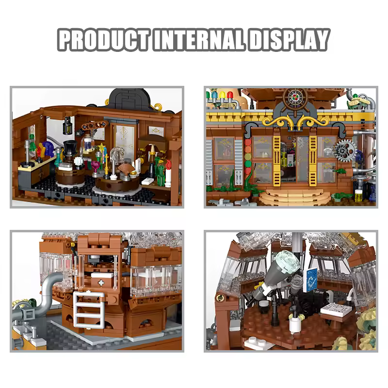 GZBricker Steampunk Magic Store Building Set Modular Collectible Model Victorian Alchemy Compatible with Lego Architecture House Street View for Adults
