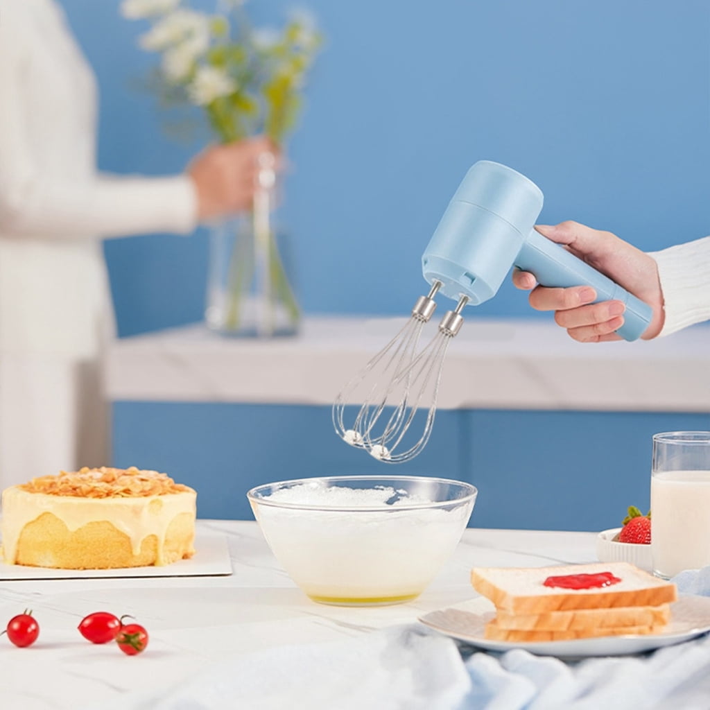 Compact Hand Mixer With 2 Whisks 800mAh Rechargeable Battery Eggs Beater Easy Storage For Home Baking And CookingW1re1essDouble Head Electric Hand Mixer Eggs Beater For Baking Cake Cream Pastry