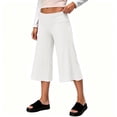 thumbnail image 5 of BUIGTTKLOP Capri Pants for Women Fold over High Waisted Stretchy Soft Yoga Pants Wide Leg Casual Flowy Cropped Trousers, 5 of 7
