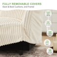 thumbnail image 4 of Slipcovered Armchair with 2 Big Toss Pillows, Deep Seat Comfy Single Sofa, Removable Cream Corduroy Cover, Easy 10-Min Assembly, Sturdy Wood Frame, 4 of 13