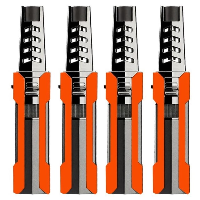 Encendedor Compacto LighterProOrange 4 Pzas Naranja/Negro Recargable Metal Gas Butano.