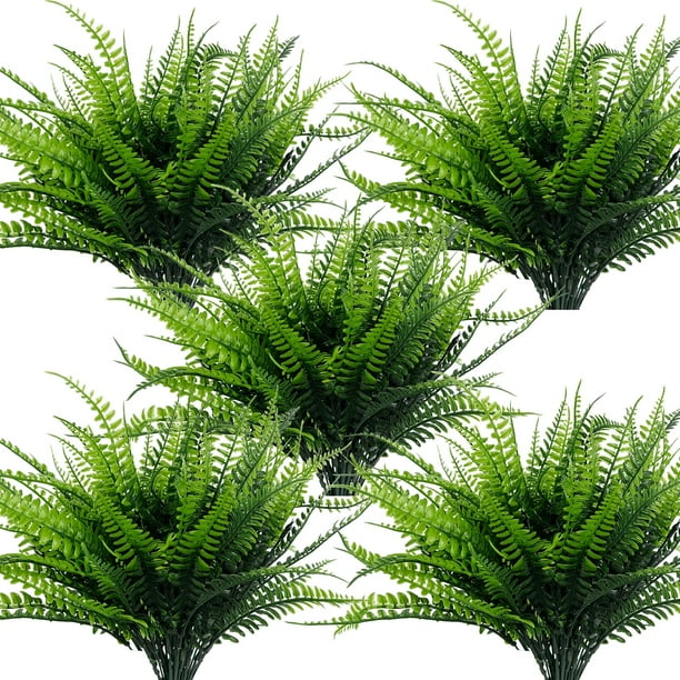 Plantas artificiales TURNMEON, 8 paquetes de helechos, decoración exterior