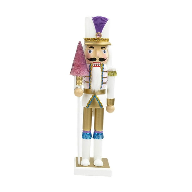 2 figuras de cascanueces de madera para decorar fiestas navideñas. Violeta