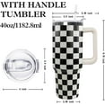 thumbnail image 2 of Black and white Checkered Tumbler with Handle Lid and Straw,40 Oz Checkered Tumbler Water Bottle Travel Coffee Cup Mug,Checkered Gifts for Women Men, 2 of 6