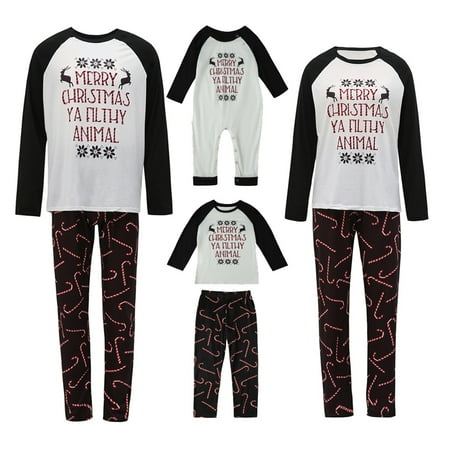 

Christmas Pajamas Set Family Matching Outfit Sleepwear Letter Long Sleeve Tops Pants Nightwear Homewear