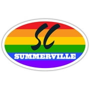 Summerville SC South Carolina Dorchester County Rainbow Pride Flag 6 Stripes Pride Flag Euro Decal Bumper Sticker 3M Vinyl 3" x 5"