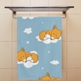 thumbnail image 4 of GZHJMY Fingertip Hand Towels, 2 Pack Pcs Cute Sleeping Foxes Clouds and Stars Absorbent Face Bath Towels for Bathroom Kitchen, 30"x15", 4 of 6