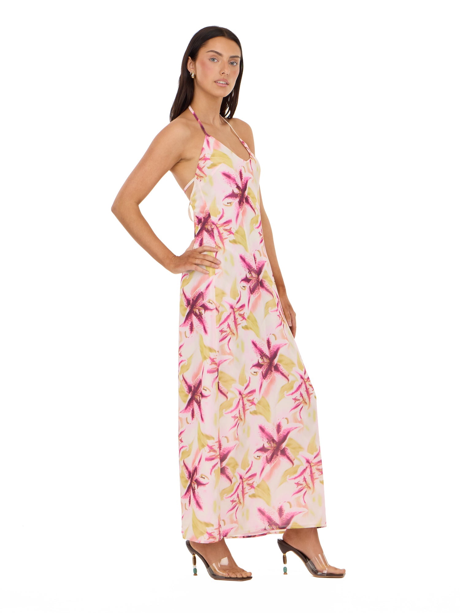 Forever 21 Women's Printed Maxi Dress with Low Back