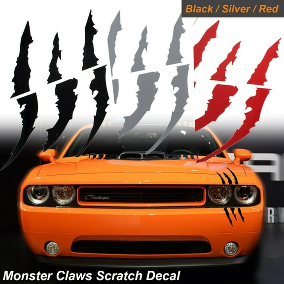 1x Die-Cut Monster Claws Scratch Headlight Decal Vinyl Sticker Halloween Décor Universal Fit[black]