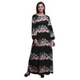thumbnail image 1 of Bimba Moss Georgette Ranunculus & Chrysanthemum Floral Printed Womens Long Sleeve MaxiDressElastic Waist Gown-XX-Large, 1 of 5