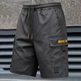 thumbnail image 4 of Mens Hiking 7" Cargo Pants Multi-Pockets Elastic Drawstring Waist Outdoor Climbing Shorts Fathers Gifts, 4 of 4