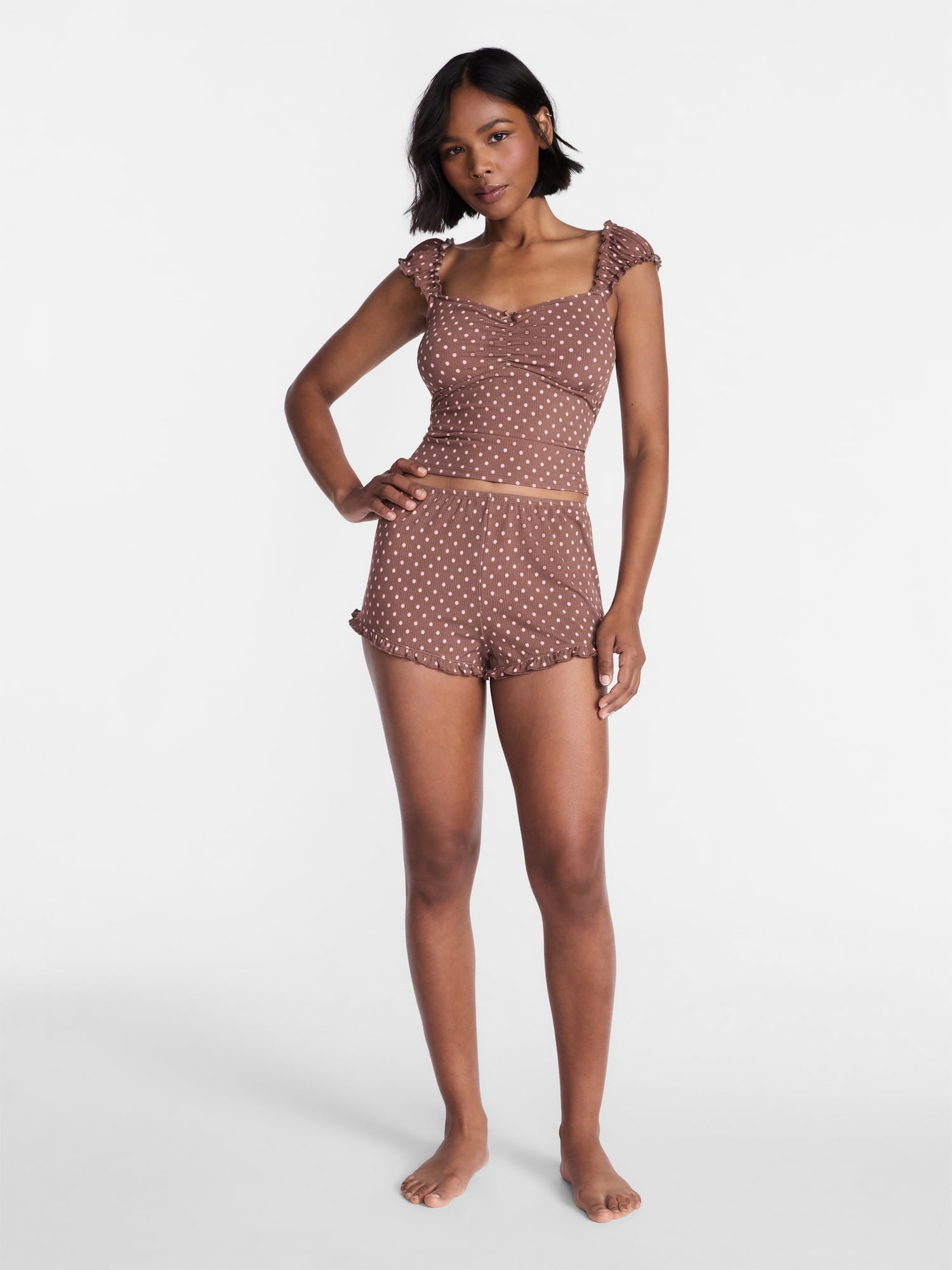 No Boundaries Cap Sleeve Top and Shorts Sleep Set, 2-Piece, Women's XS-XXL