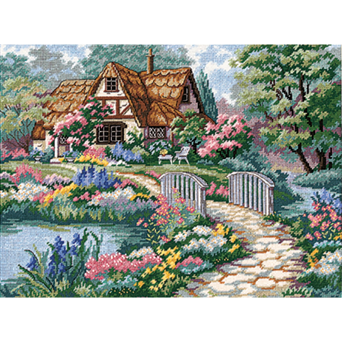 D Country Retreat Spring Cottage Horses Flowers Blossom Cross Stitch Chart 