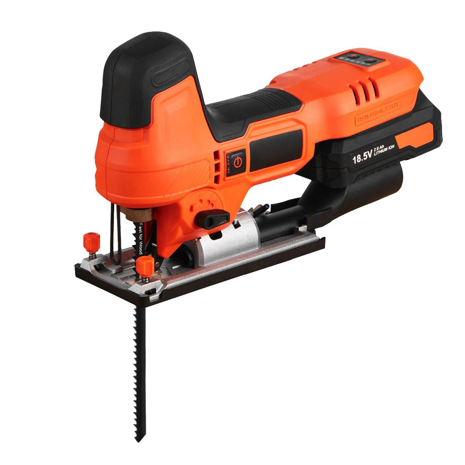 20V Brushless Cordless Jigsaw 3500 SPM with 6 Blades LED Light 6 Speed 0-45 Degree Bevel 4 Orbital Settings for Straight Circle Cutting