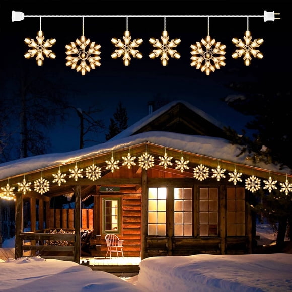 Guirnalda de luces navideñas Minetom Snowflake de 9 pies, 100 bombillas