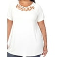 thumbnail image 5 of White Mark Women's Plus Size Crisscross Neck Short Sleeve Top, 5 of 5