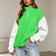 thumbnail image 2 of Tqcoqu Women's Color Block Quarter Zip Sweatshirt,Stand Collar Long Sleeve Loose Casual Pullover Tops,2026 Fall Winter Trendy Clothes,Army Green Women's S-XXL, 2 of 6