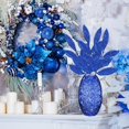 thumbnail image 4 of Zukuco 20 Pieces Blue Glittered Artificial Leaf Spray Picks 12" Tall for Christmas Winter Wedding Wreath Tree Floral Arrangment Vase Bouquets Table Centerpieces Decoration, 4 of 5