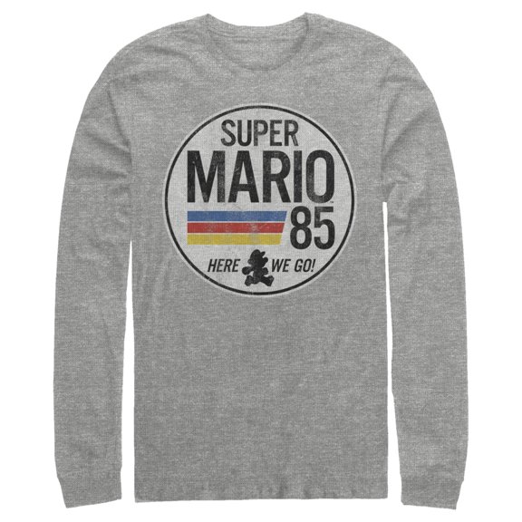 Men's Nintendo Super Mario Retro Rainbow Ring Long Sleeve Shirt Athletic Heather X Large