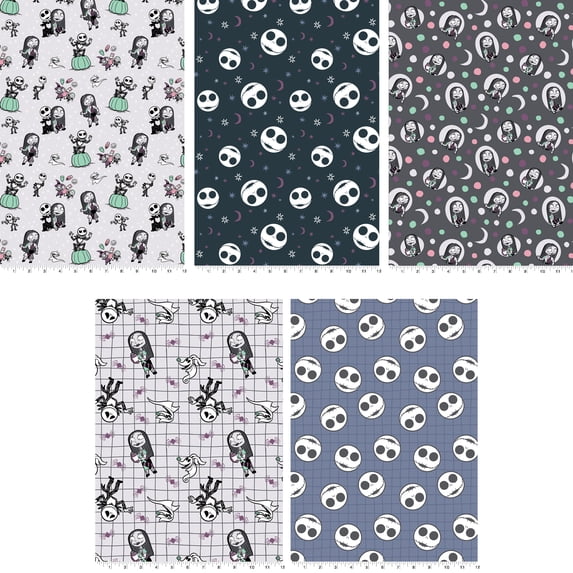Springs Creative Disney Nightmare before Christmas Pastel Assorted Fat Quarter Bundle, 5 Pieces
