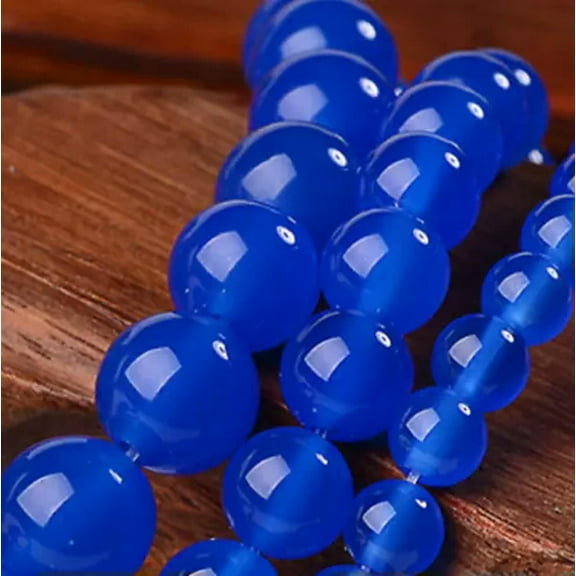 HOOUN Beautiful 6/8/10mm Natural Blue Jadeite Gemstones Round Loose Beads 15'' -8 mm