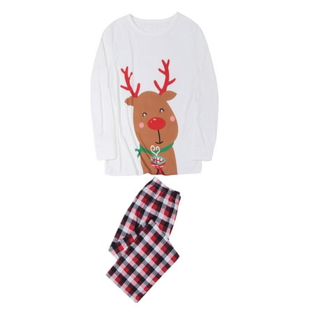

Casual Matching Christmas Family Pajamas Sets Xmas Santa Claus Elk Reindeer Print Long Sleeve Tops and Pants Home Sleepwear for Women Men Kids ClearanceWhite Men XXXL
