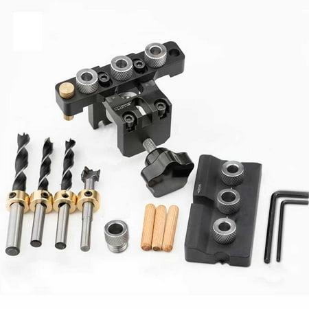 

BUYISI Precision Punch Locator Cam Jig 3 In 1 Dowelling Jig Wood Hole Drilling Guide Set B