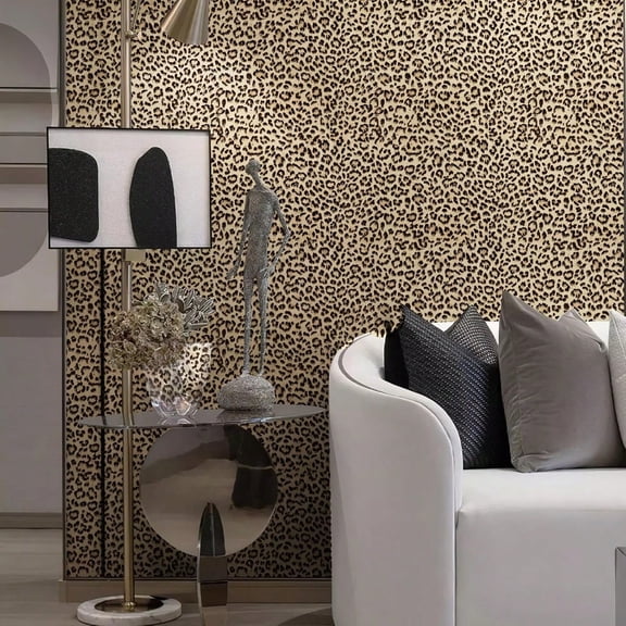 1 pack Leopard Print Peel and Stick Wallpaper 15.7" x 16.4 FT, Waterproof Self-Adhesive Contact Paper for Bedroom Bathroom Countertop & Dorm