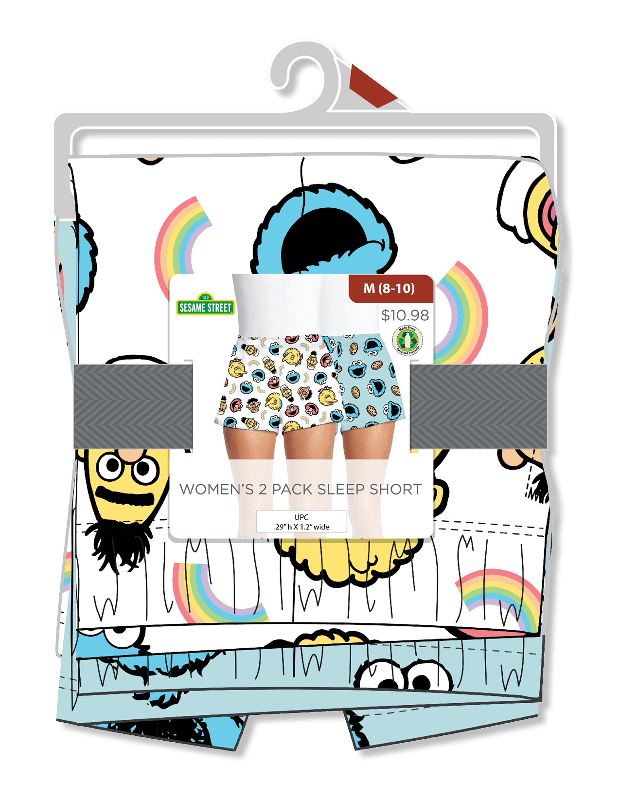 Sesame Street Women's and Women's Plus Print Sleep Shorts, 2-Pack, Sizes XS-3X