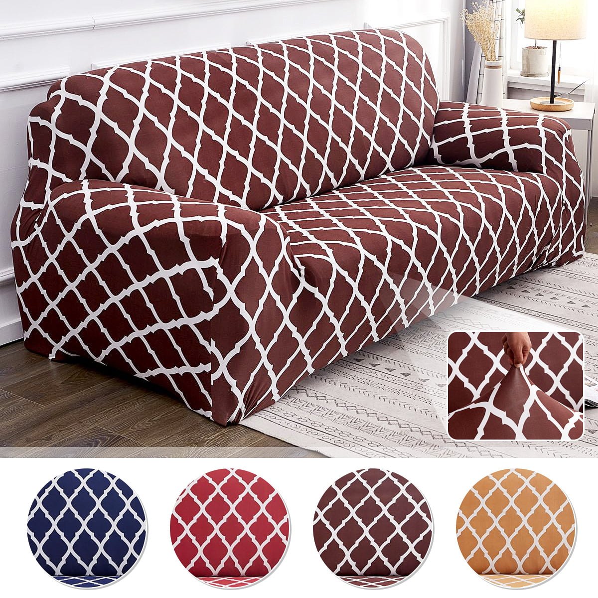 1/2/3/4 Seater Elastic Slipcovers Sofa Case Non-slip Protector Soft Couch Cover 