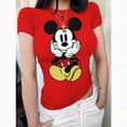 thumbnail image 2 of Camisetas de manga corta con cuello redondo y doble forro para mujer de Mickey Mouse, camisetas básicas, colección Smoke Cloud Pro, 2 of 5