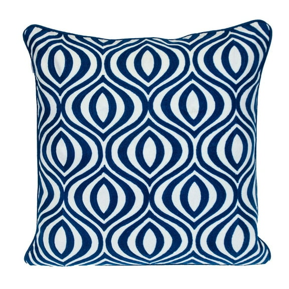 HomeRoots 20" X 20" Blue Geometric Cotton Zippered Pillow