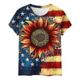 thumbnail image 3 of Pounoo T-Shirts pour Femmes Motif Étoiles et Rayures Manches Courtes Coupe Décontractée Chandails Légers et Confortables Hauts Style de Rue Décontracté Tenue de Fin de Semaine Cadeau, 3 of 6