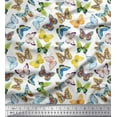 thumbnail image 1 of Soimoi White Rayon Crepe Fabric Colorful Butterfly Print Sewing Fabric Yard 46 Inch Wide, 1 of 3