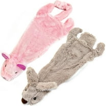 Best Pet Supplies 2-in-1 Stuffless Squeaky Dog Toys with Soft, Durable Fabric for Small, Medium, and Large Pets, No Stuffing for Indoor Play, Holds a Plastic Bottle - Hare, Pig, Medium