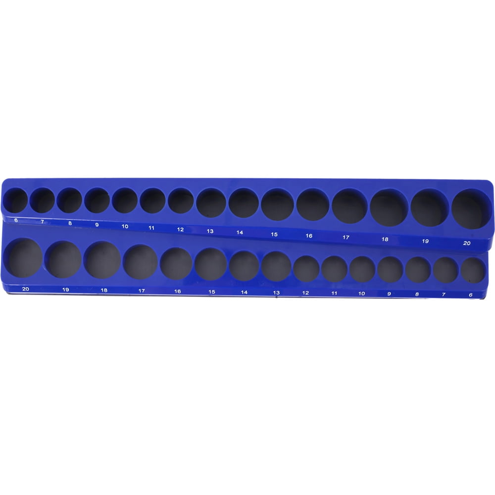 3 Piece Magnetic Socket Organizer Set, 1/2", 1/4" and 3/8" Socket Holder Kit, Attaches to Steel Box / Tool