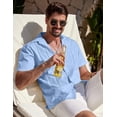 thumbnail image 3 of COOFANDY Men's Cuban Guayabera Shirt Summer Beach Vacation Shirt Casual Short Sleeve Button Down Resort Wear, 3 of 5