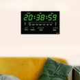 thumbnail image 3 of Reloj de pared digital elegante con calendario y temperatura, reloj despertador silencioso para oficina verde, 3 of 9