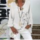thumbnail image 5 of Gibobby Blusa Termica Mujer Blusa Estampado con cuello en V Top floral Manga suelta Más Camisa de tamaño casual Blusa larga para mujer（Blanco， XXXXL), 5 of 5